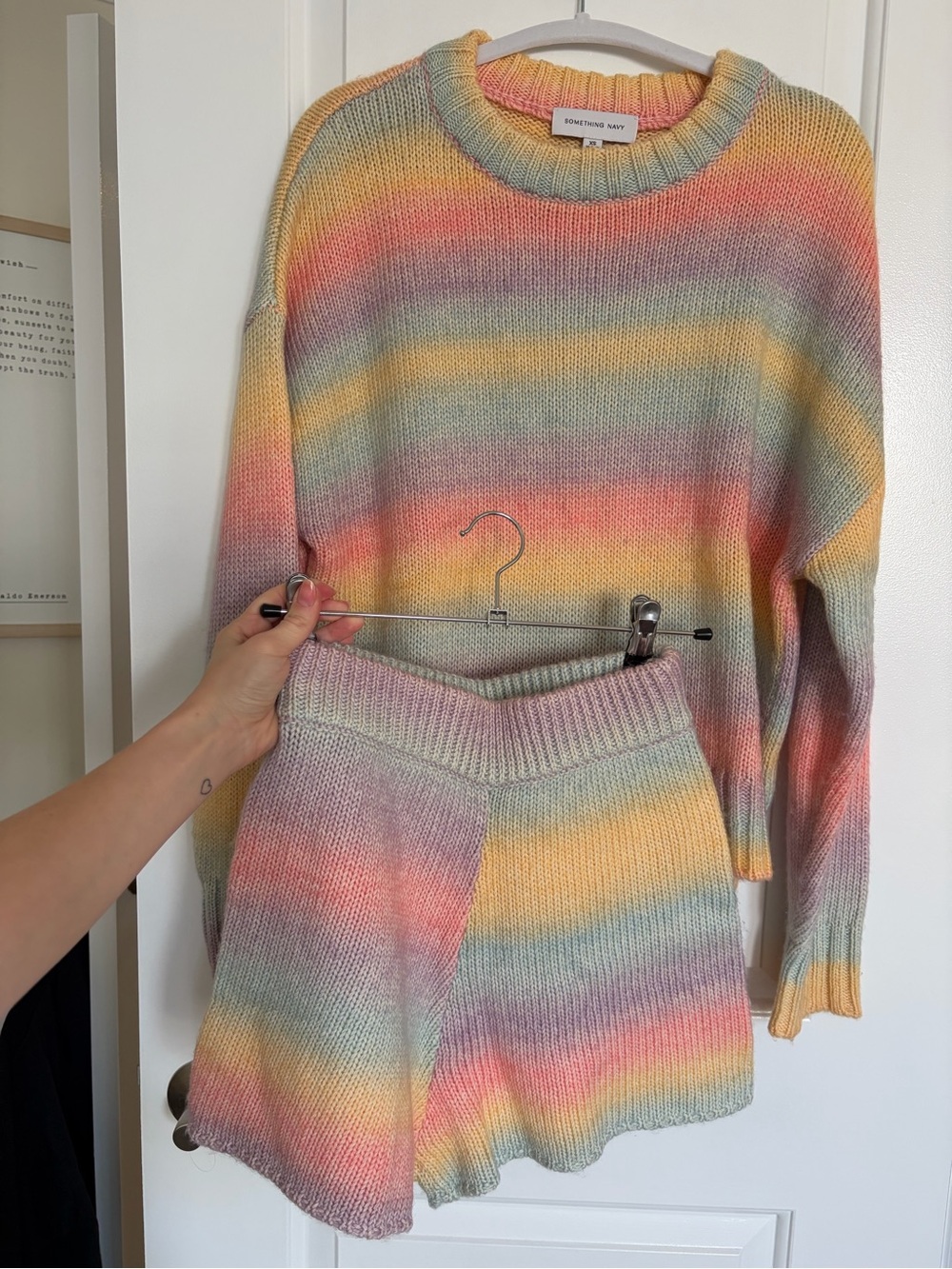 Something Navy Multicolor Striped Knit Sweater - Pastel Rainbow